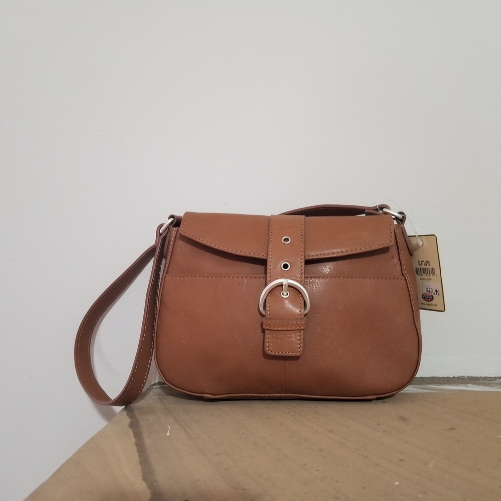 NEW! Fossil Tan Leather Shoulder Bag NWT PRICE FIRM - Picture 3 of 8